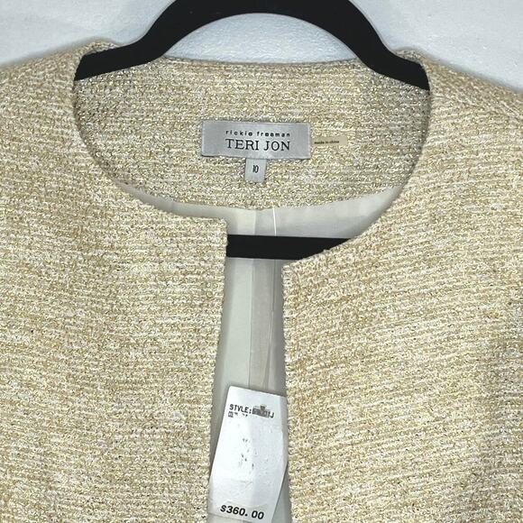 NWT rickie freeman TERI JON Women Jacket Blazer Golden Sz 10 Open front Classic - Picture 5 of 14